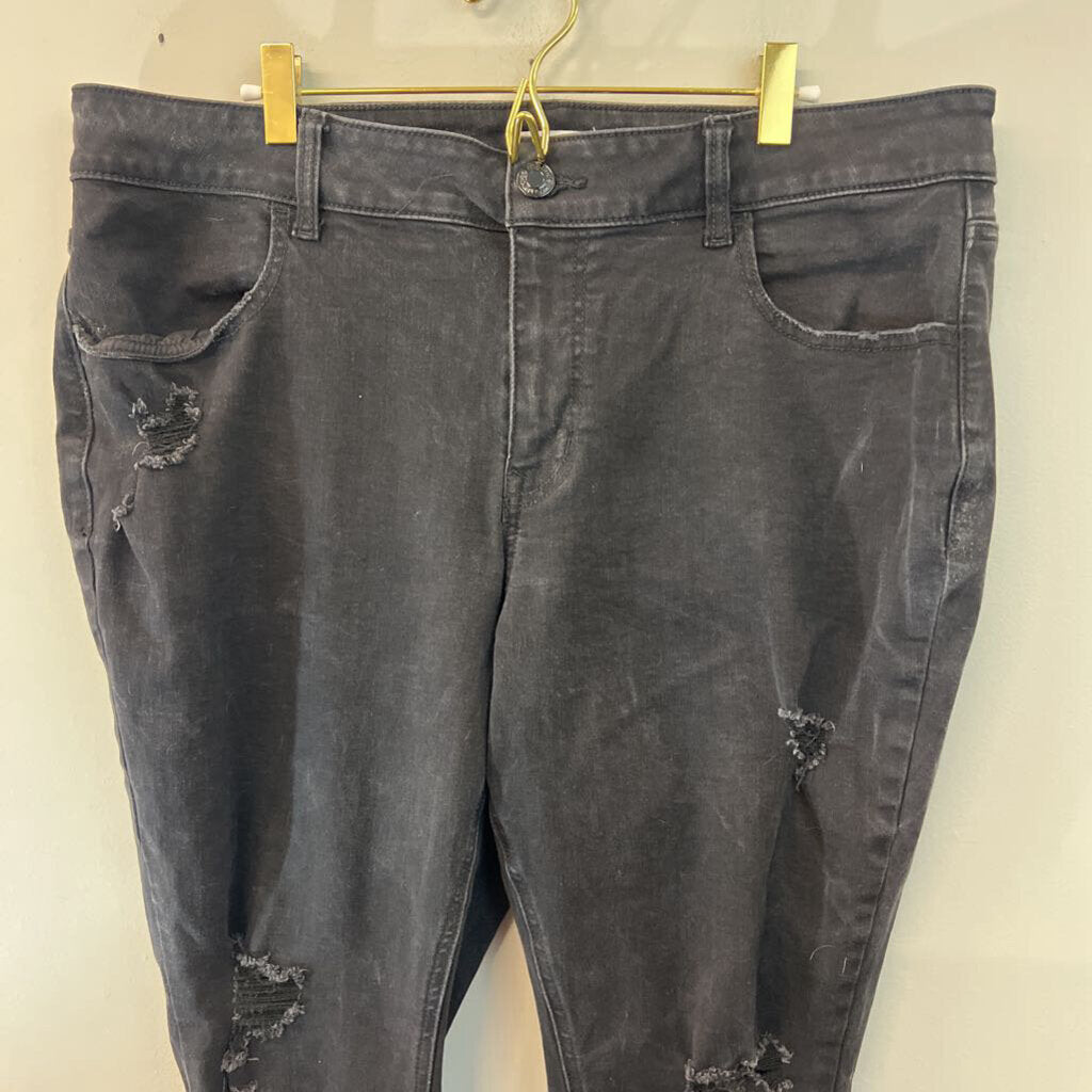 M Jeans Black Distressed Skinny Leg Jeans 18W