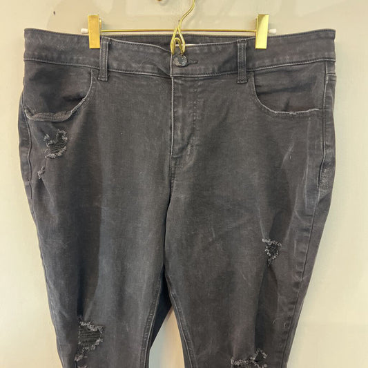 M Jeans Black Distressed Skinny Leg Jeans 18W