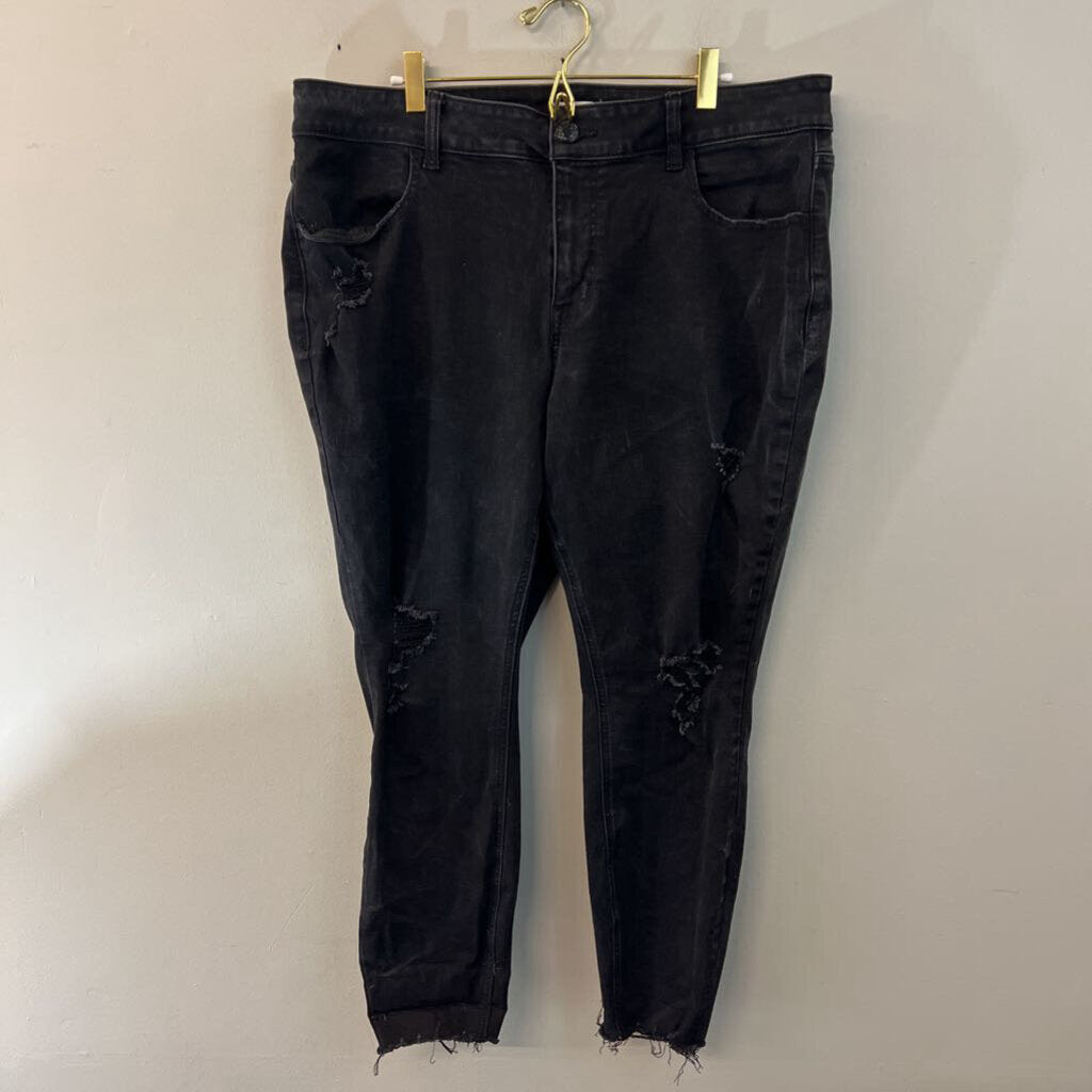 M Jeans Black Distressed Skinny Leg Jeans 18W