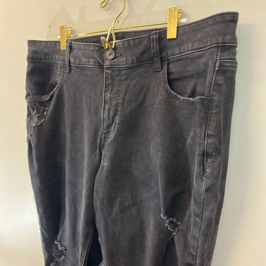 M Jeans Black Distressed Skinny Leg Jeans 18W