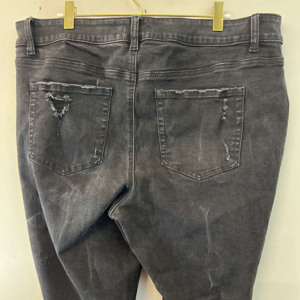 M Jeans Black Distressed Skinny Leg Jeans 18W
