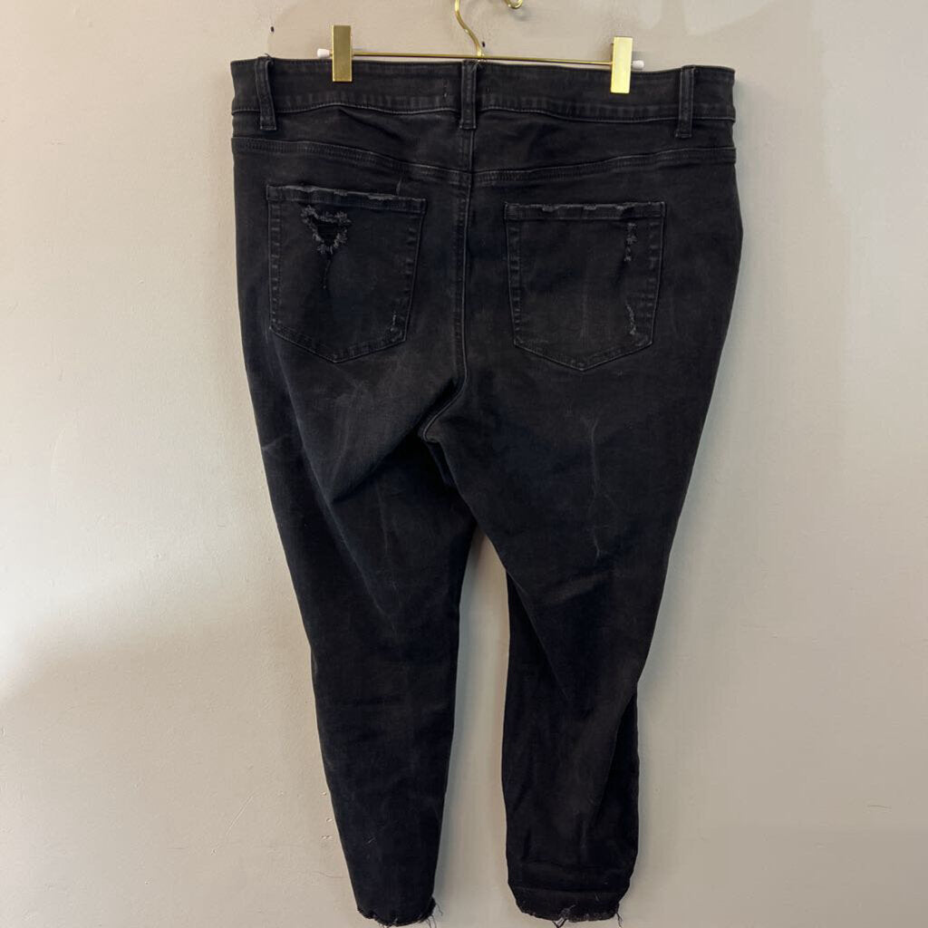 M Jeans Black Distressed Skinny Leg Jeans 18W