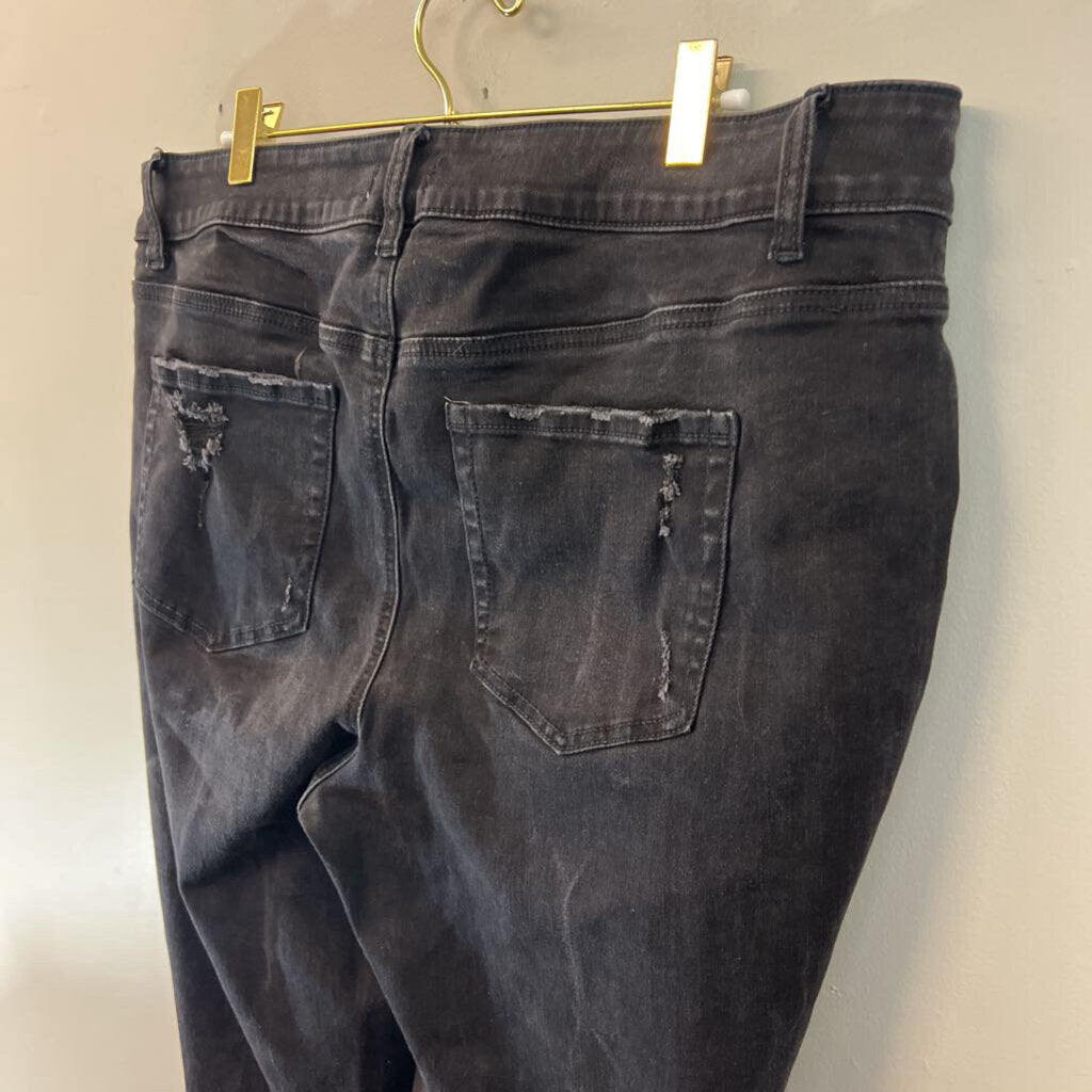 M Jeans Black Distressed Skinny Leg Jeans 18W