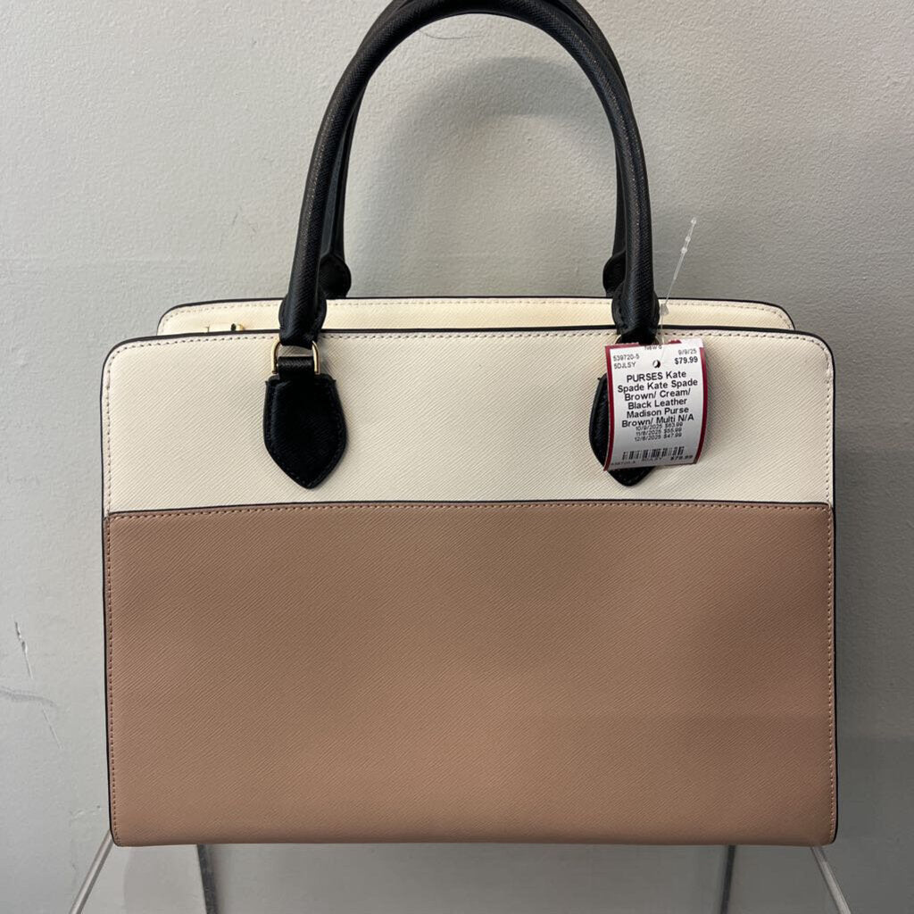 Kate Spade Brown/ Cream/ Black Leather Madison Purse