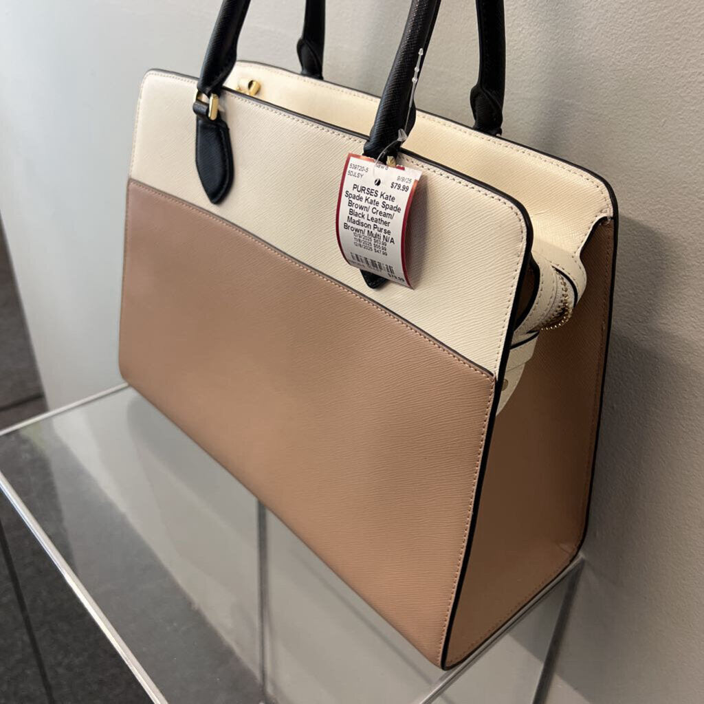 Kate Spade Brown/ Cream/ Black Leather Madison Purse