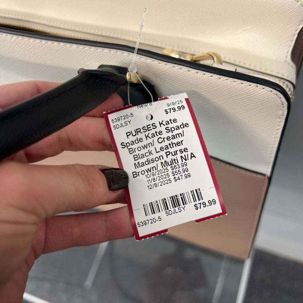 Kate Spade Brown/ Cream/ Black Leather Madison Purse