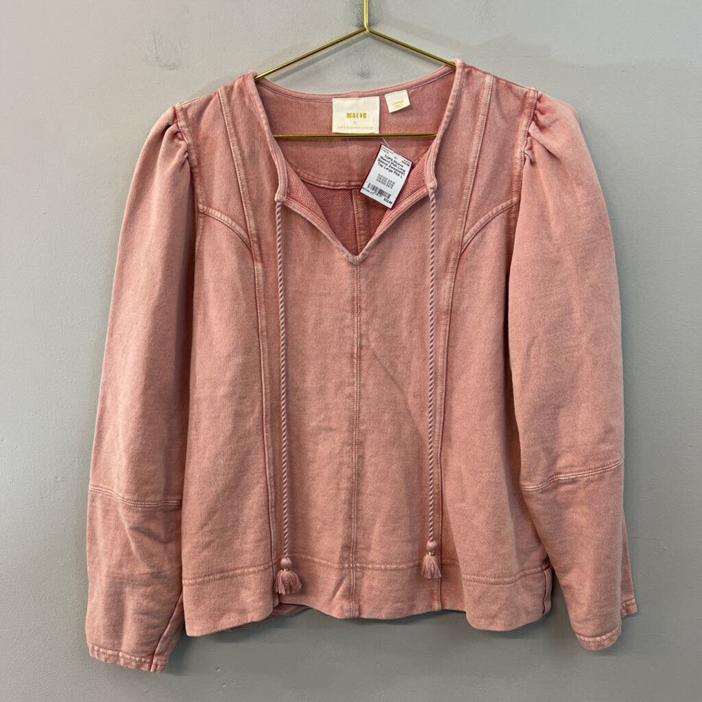 Maeve Pink Long Sleeve Sweatshirt Top Large
