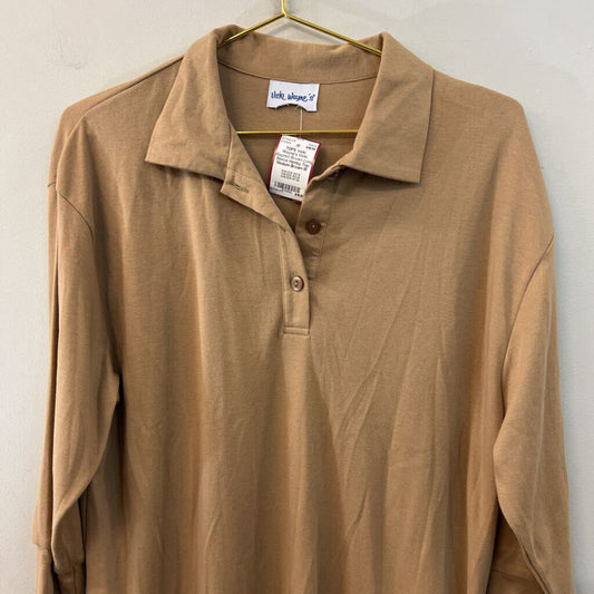Vicki Waynes Brown Long Sleeve Henley Top Medium