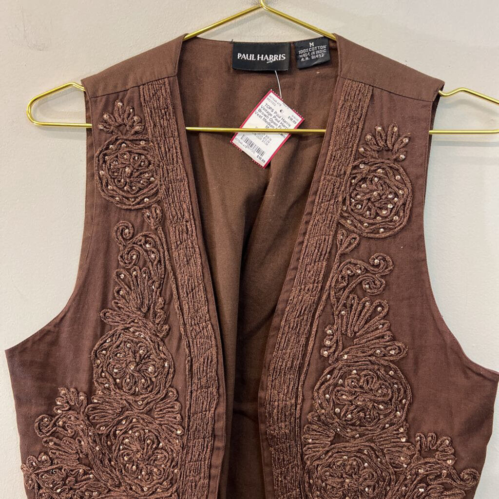 Vintage Paul Harris Brown Open Front Vest Medium
