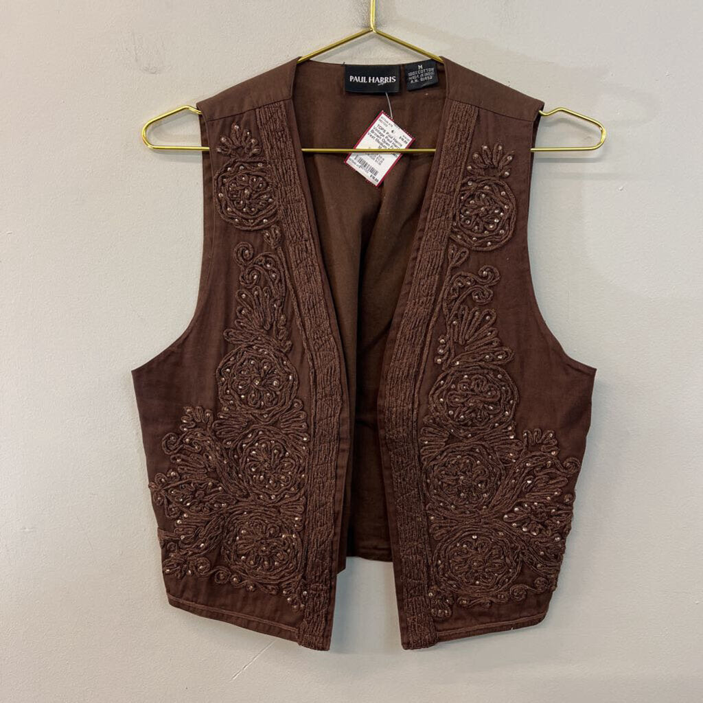 Vintage Paul Harris Brown Open Front Vest Medium