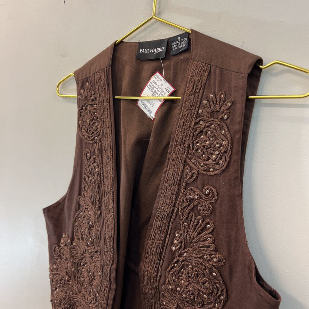 Vintage Paul Harris Brown Open Front Vest Medium