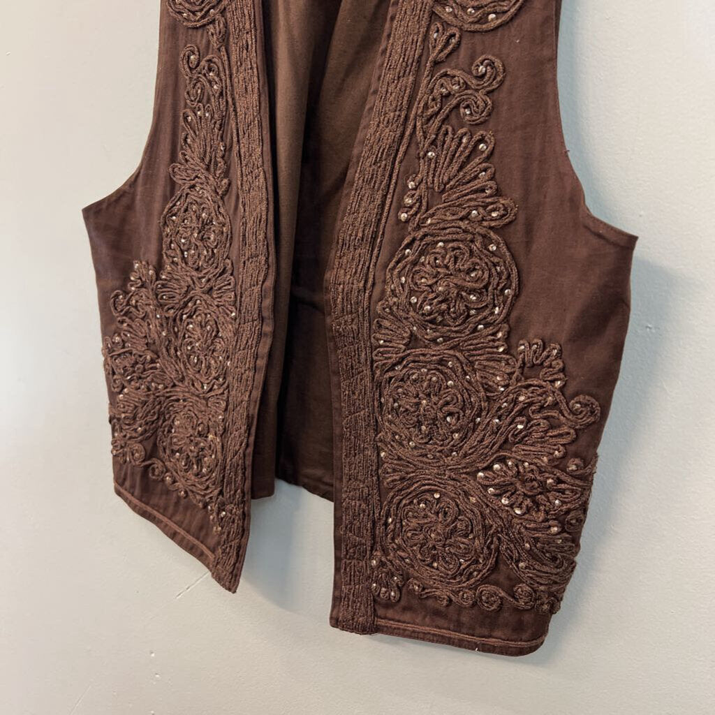 Vintage Paul Harris Brown Open Front Vest Medium