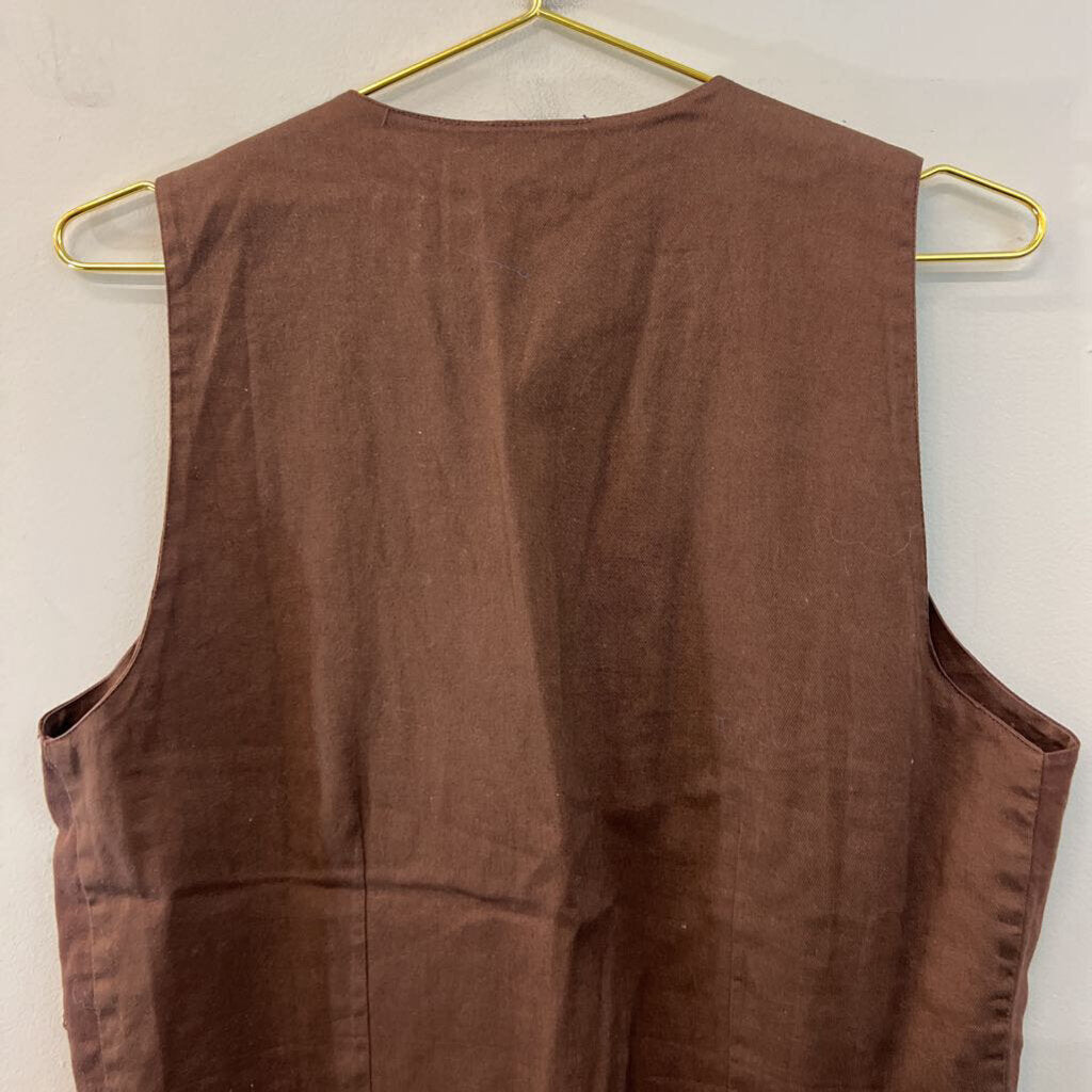 Vintage Paul Harris Brown Open Front Vest Medium