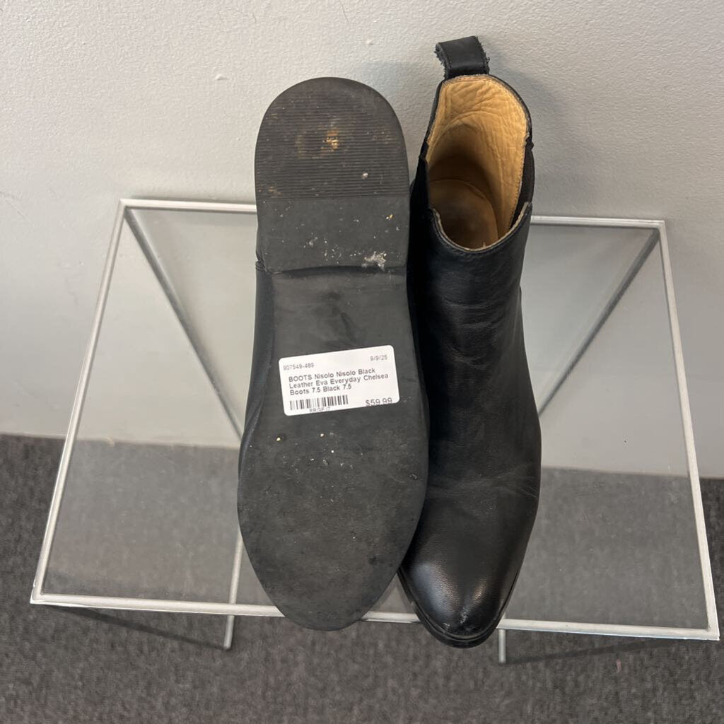 Nisolo Black Leather Eva Everyday Chelsea Boots 7.5