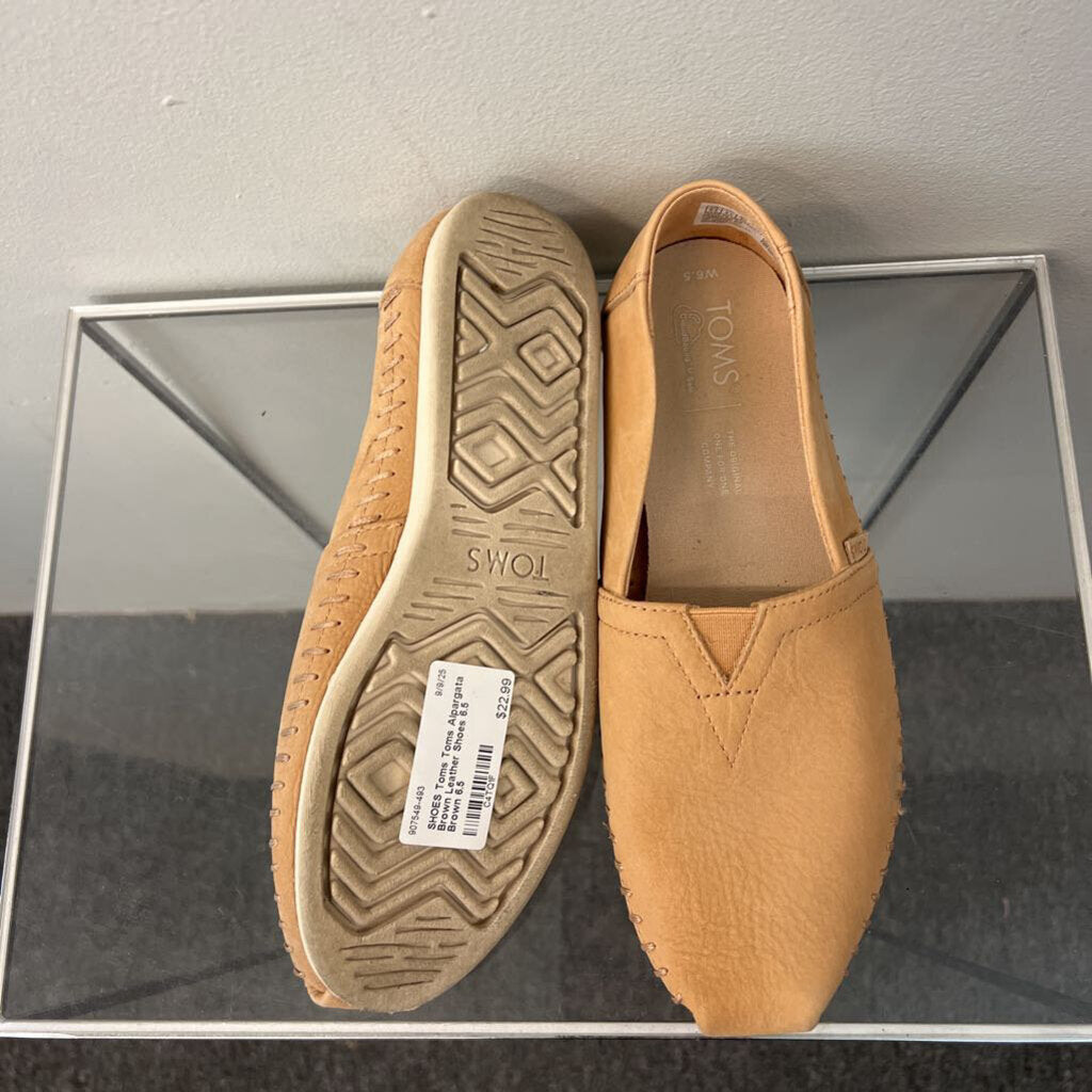 Toms Alpargata Brown Leather Shoes 6.5