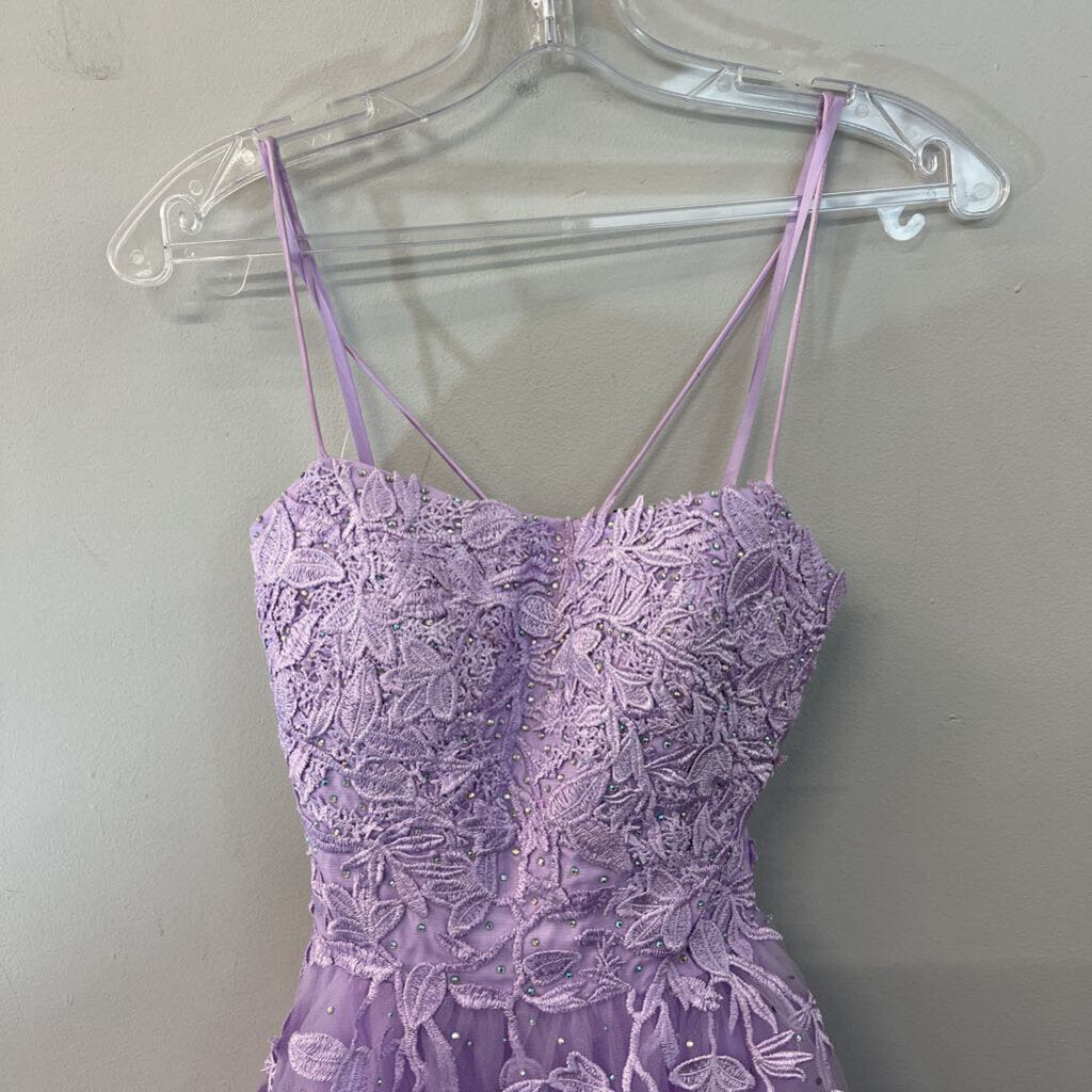 Amelia Couture Lace Applique Tulle Short Dress 0