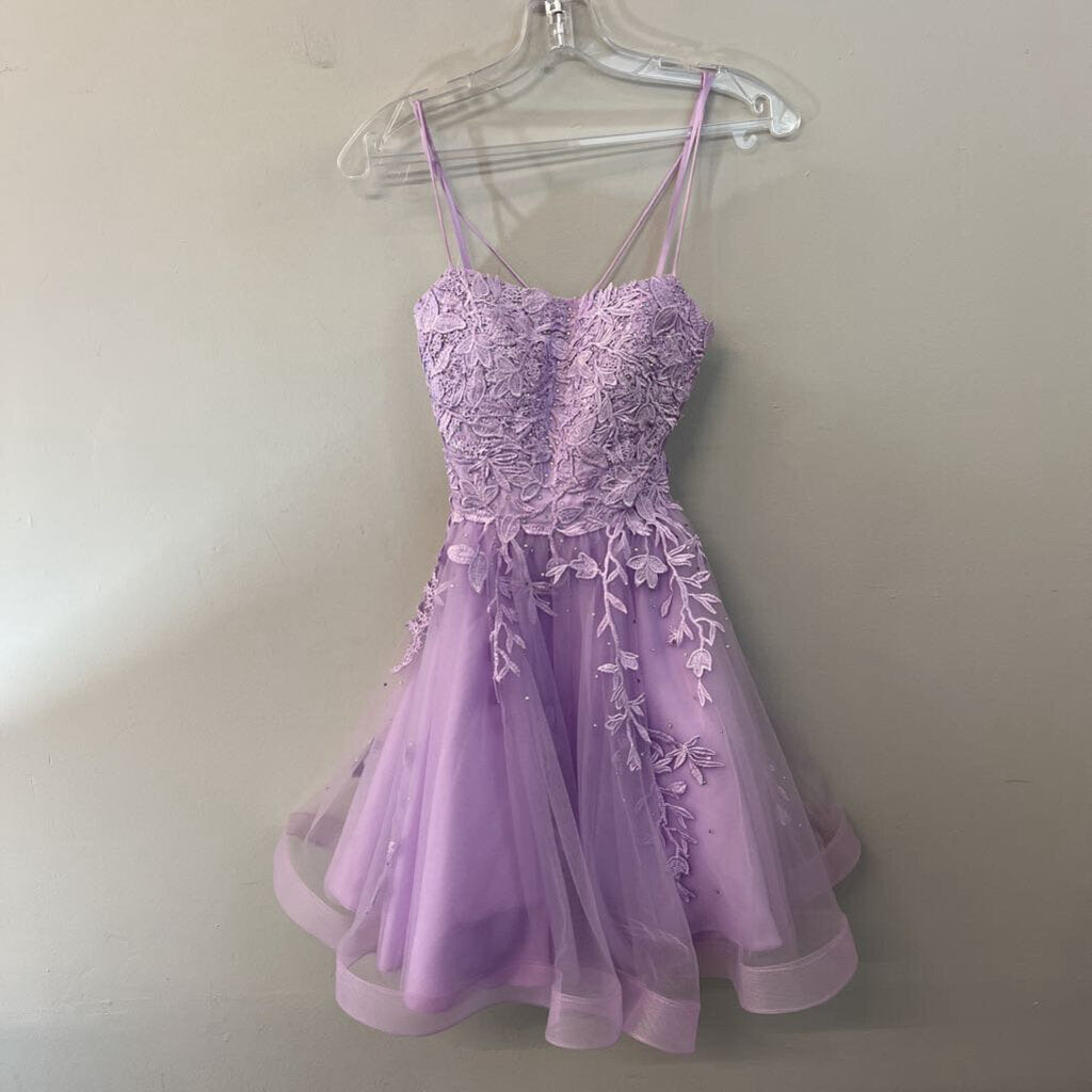 Amelia Couture Lace Applique Tulle Short Dress 0