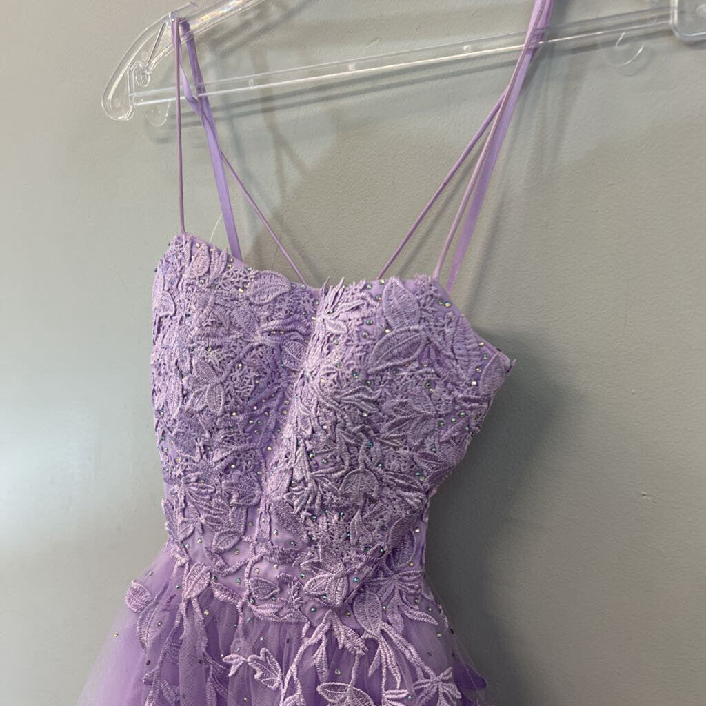 Amelia Couture Lace Applique Tulle Short Dress 0