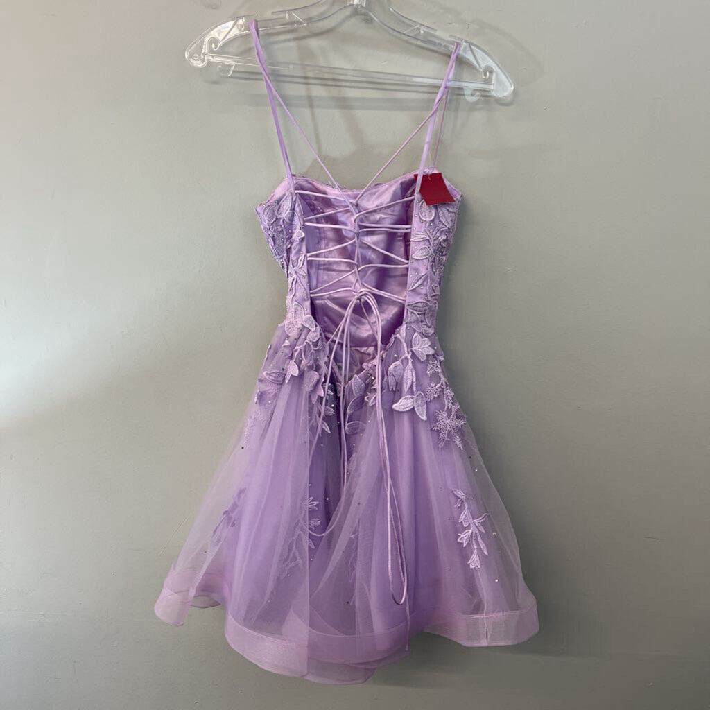 Amelia Couture Lace Applique Tulle Short Dress 0