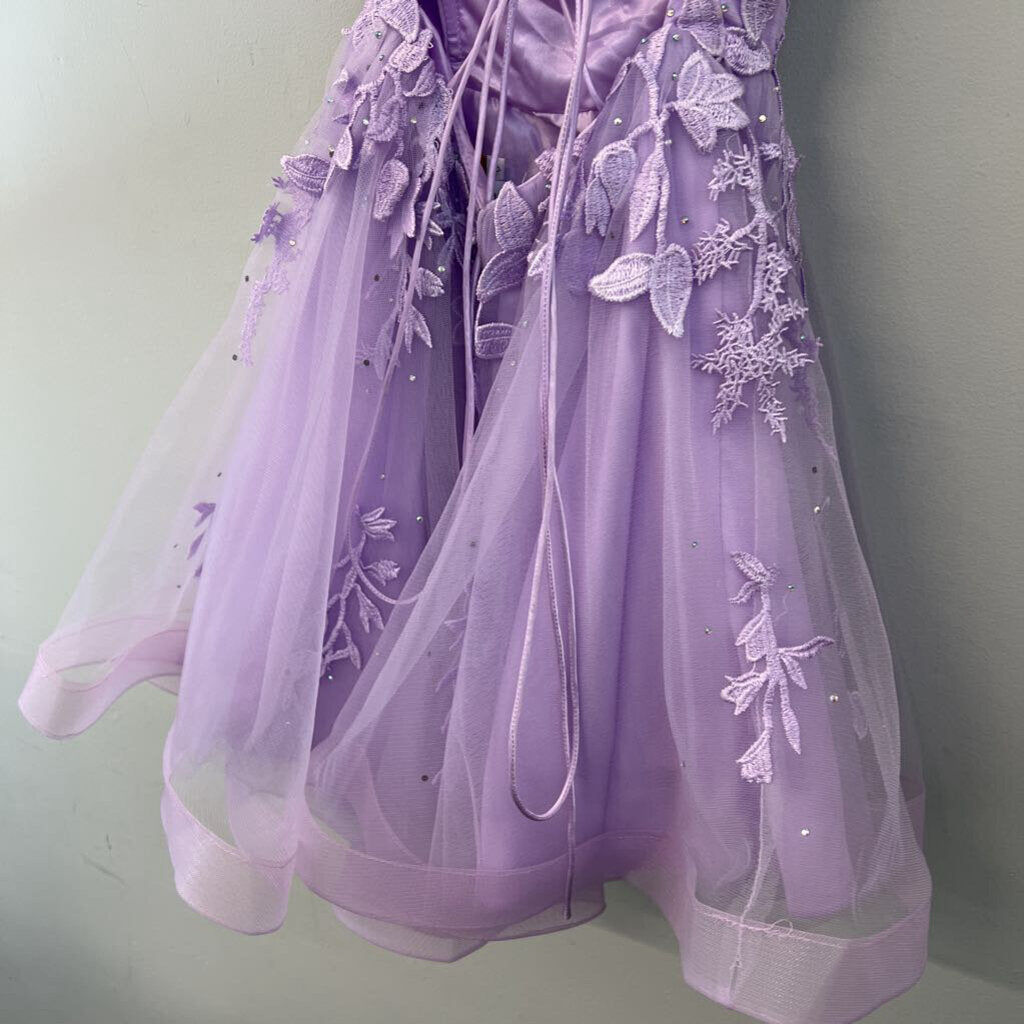 Amelia Couture Lace Applique Tulle Short Dress 0