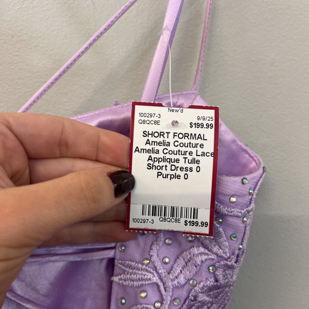 Amelia Couture Lace Applique Tulle Short Dress 0