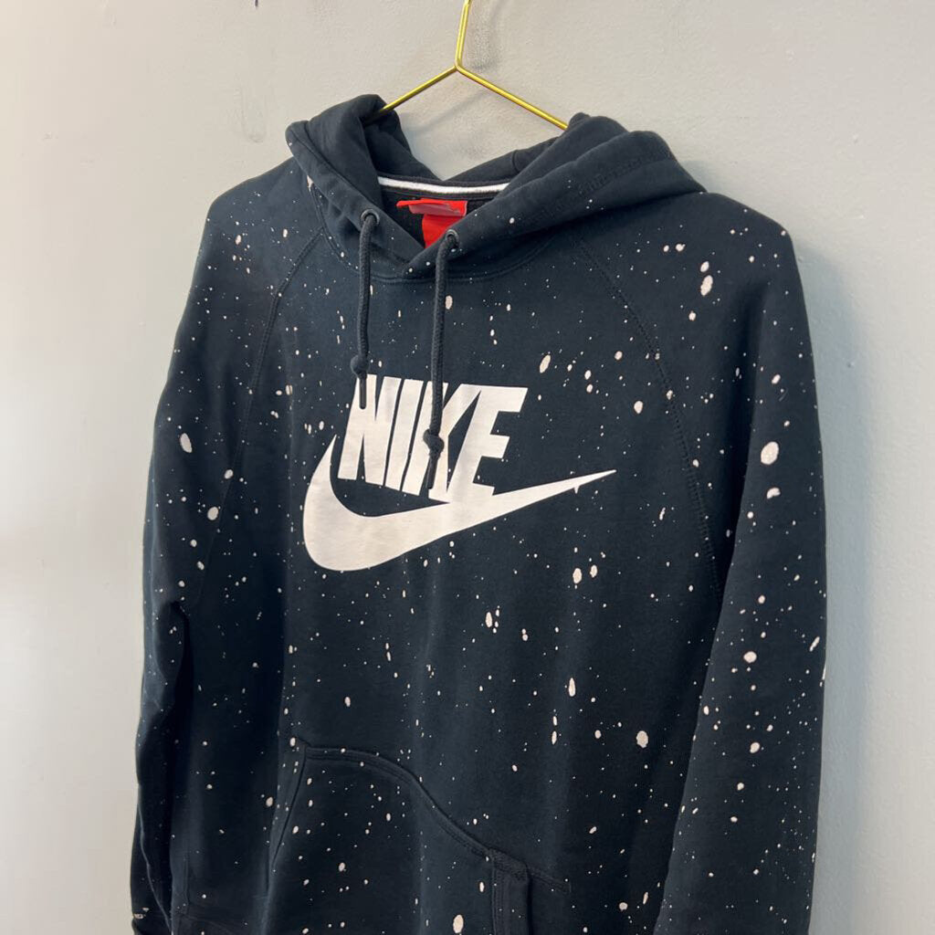 Nike Black/ White Speckled Logo Hoodie Large
