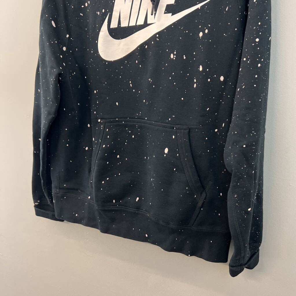 Nike Black/ White Speckled Logo Hoodie Large