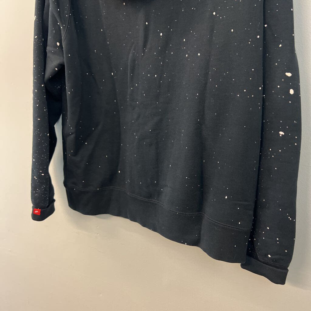 Nike Black/ White Speckled Logo Hoodie Large