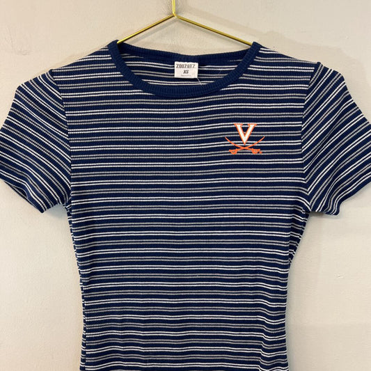 ZooZats Blue/ White Striped UVA Short Sleeve Top Extra Small