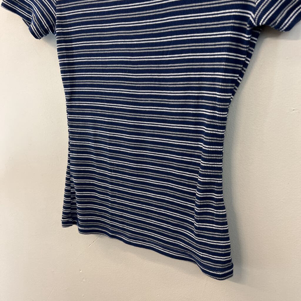 ZooZats Blue/ White Striped UVA Short Sleeve Top Extra Small
