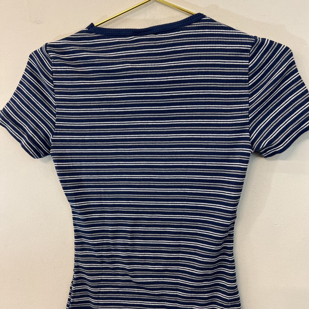ZooZats Blue/ White Striped UVA Short Sleeve Top Extra Small