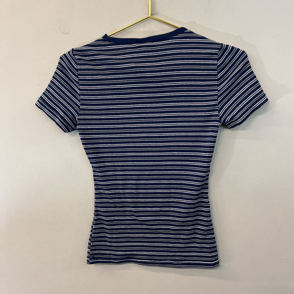 ZooZats Blue/ White Striped UVA Short Sleeve Top Extra Small