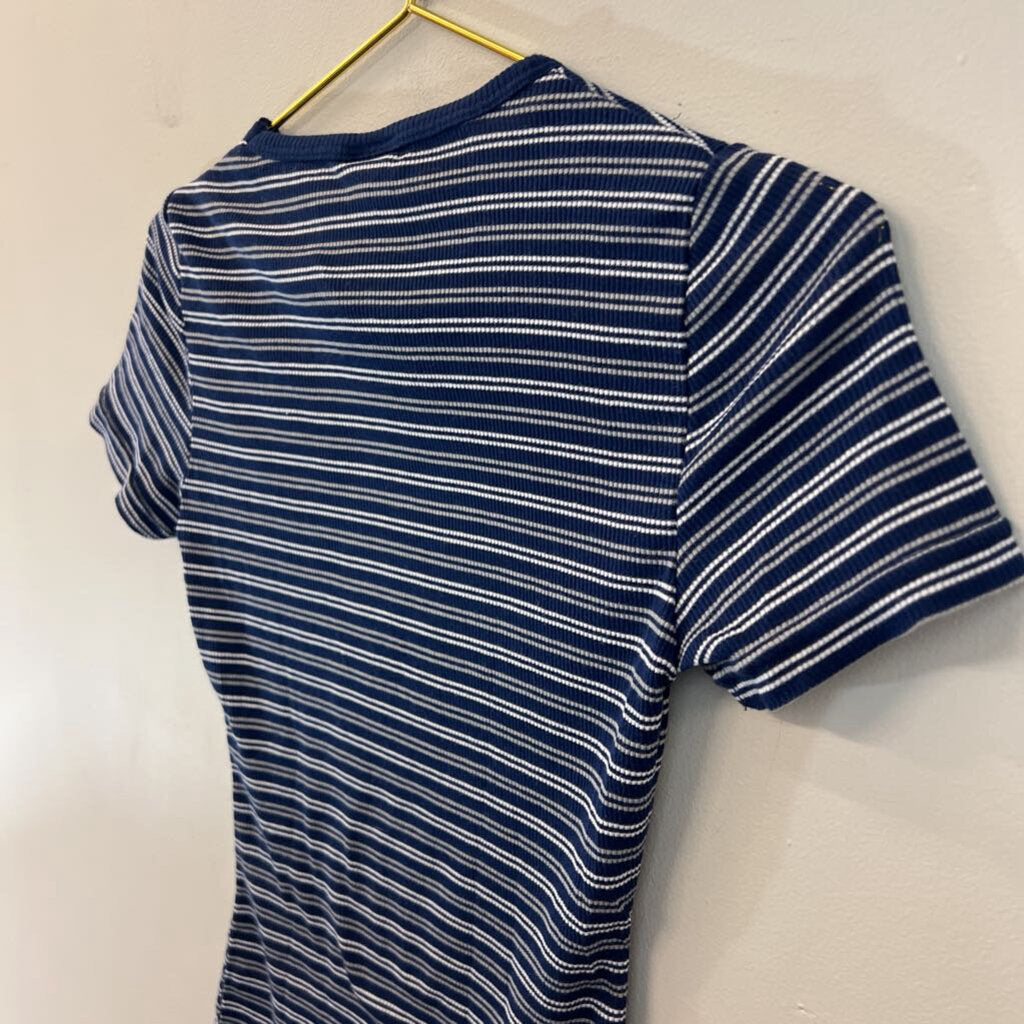 ZooZats Blue/ White Striped UVA Short Sleeve Top Extra Small