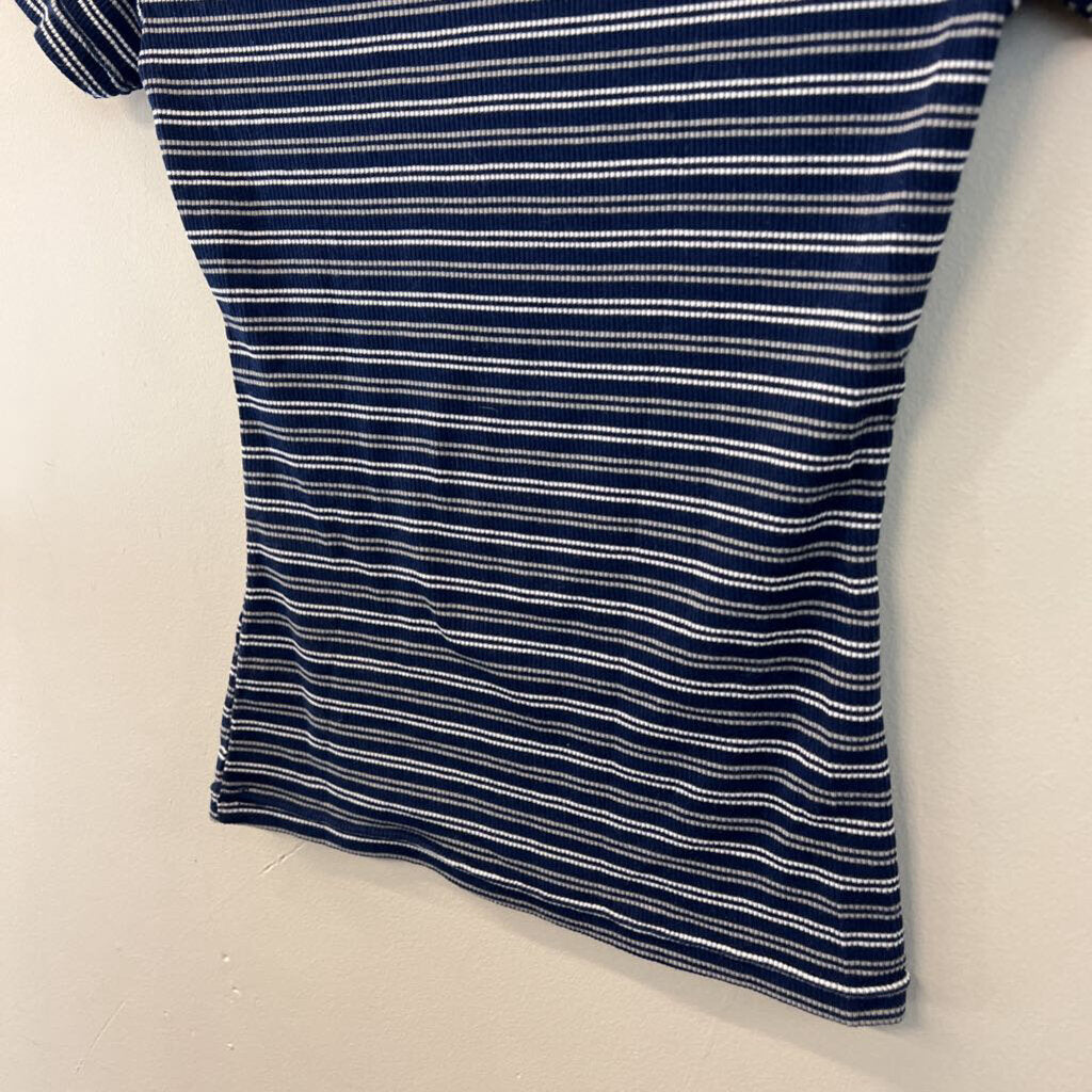 ZooZats Blue/ White Striped UVA Short Sleeve Top Extra Small
