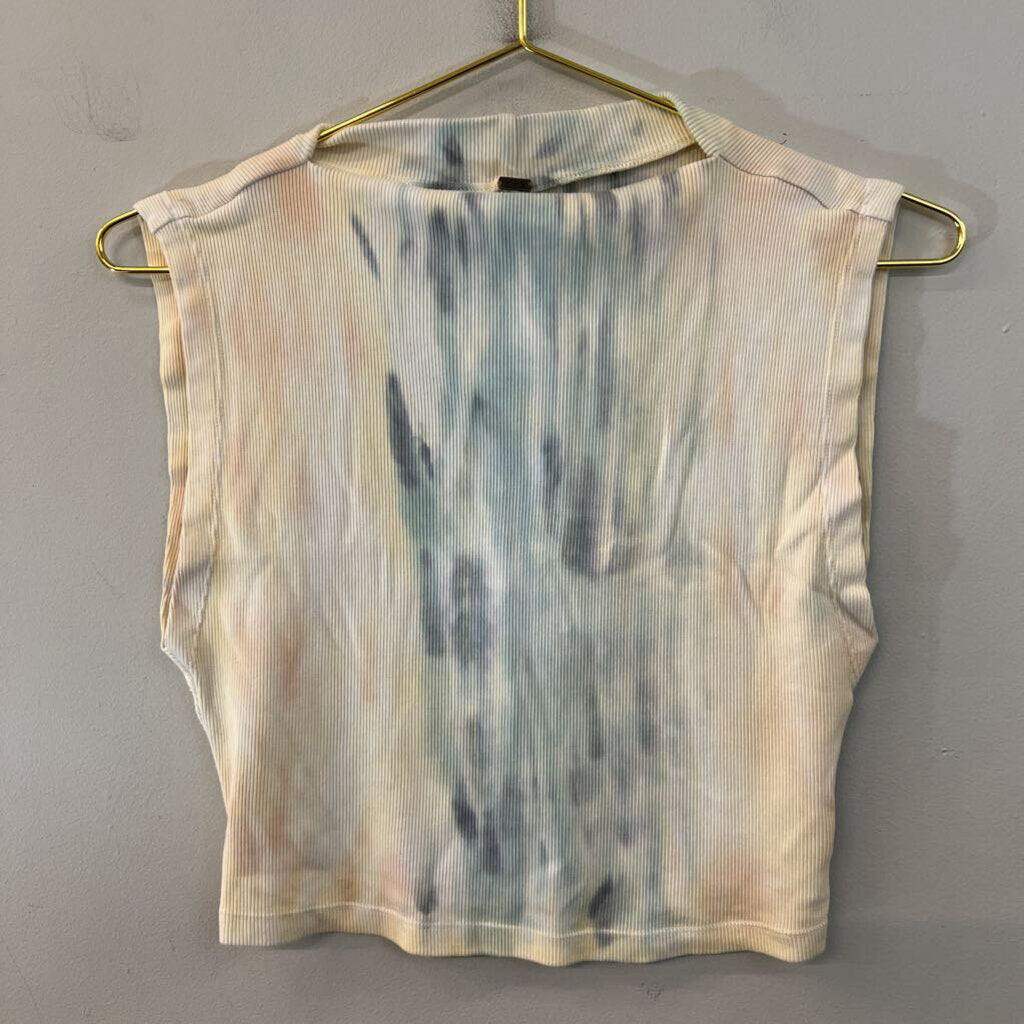 YFB Yellow/ Multi Tie Dye High Neck Tank Top Small
