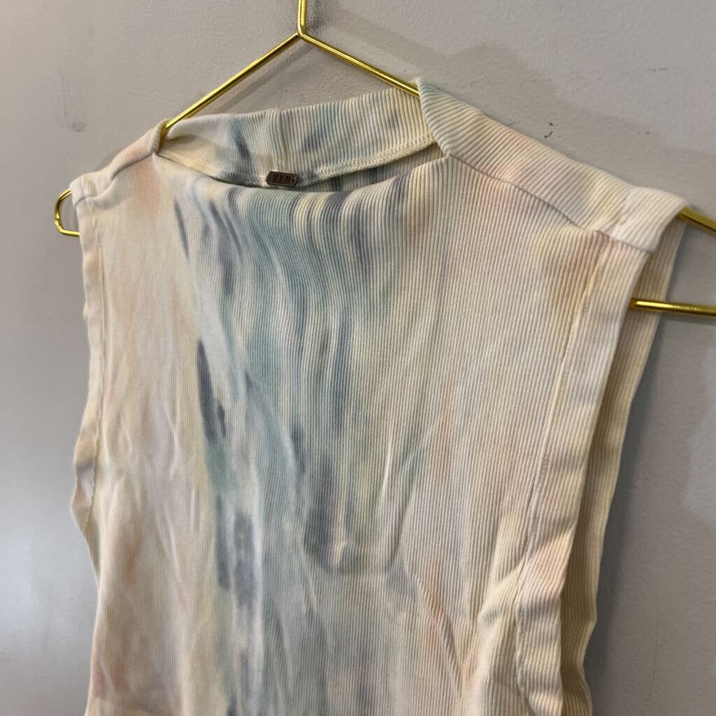 YFB Yellow/ Multi Tie Dye High Neck Tank Top Small