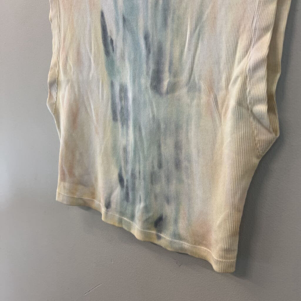 YFB Yellow/ Multi Tie Dye High Neck Tank Top Small