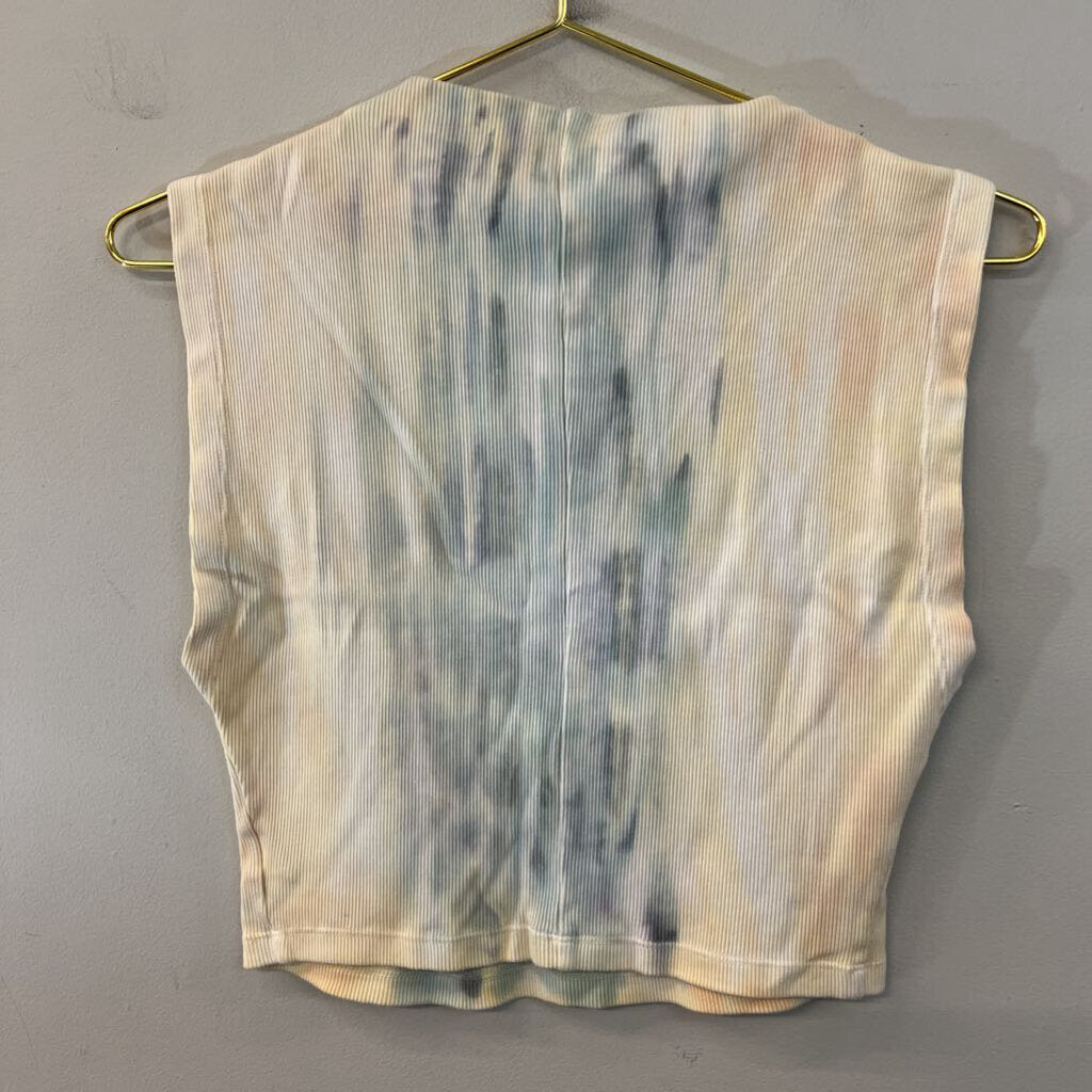 YFB Yellow/ Multi Tie Dye High Neck Tank Top Small