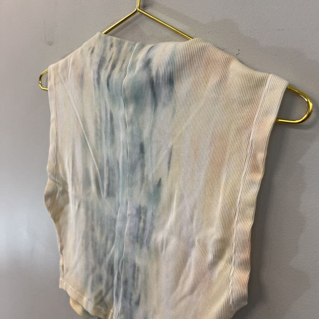 YFB Yellow/ Multi Tie Dye High Neck Tank Top Small