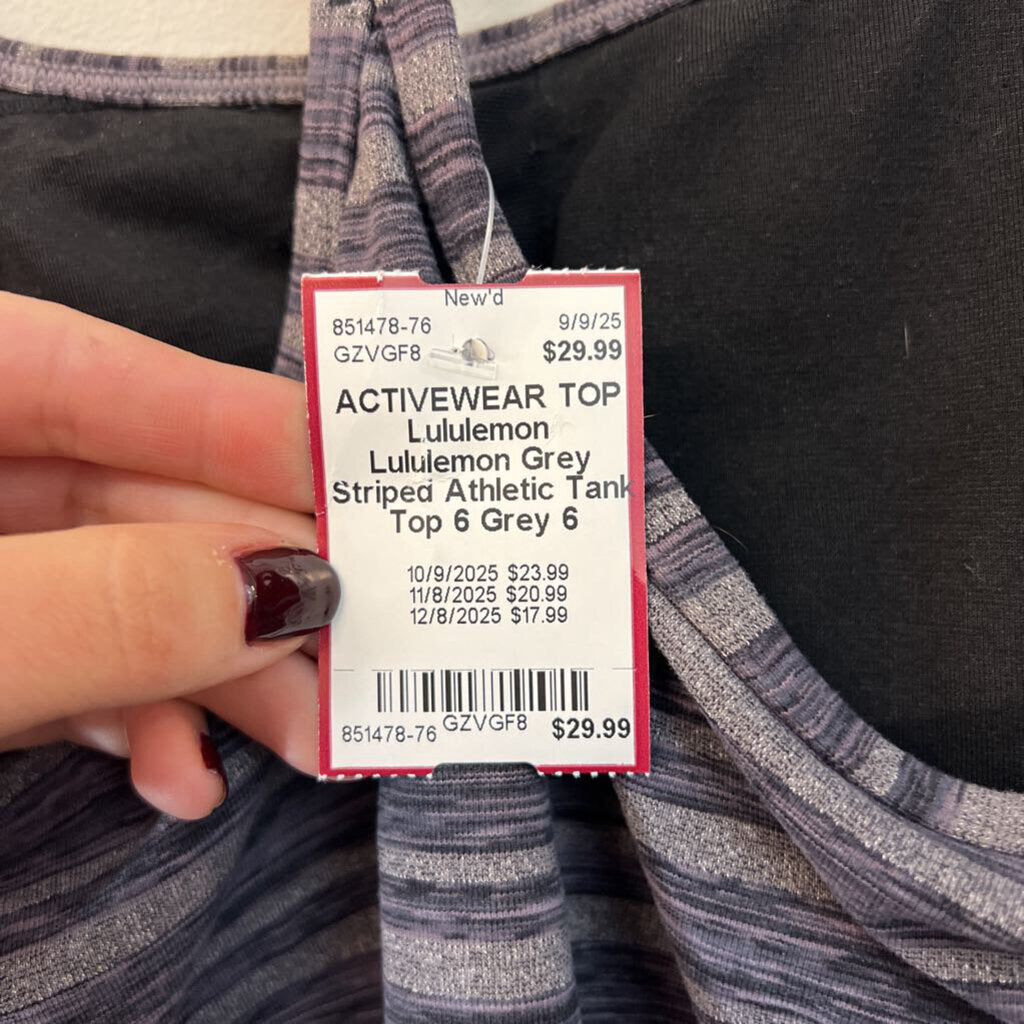 Lululemon Grey Striped Athletic Tank Top 6