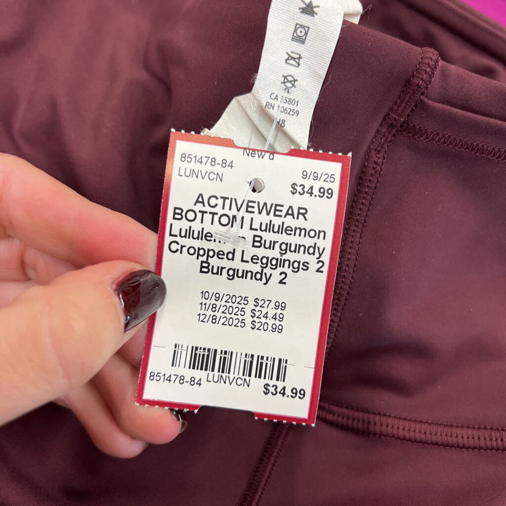 Lululemon Burgundy Cropped Leggings 2