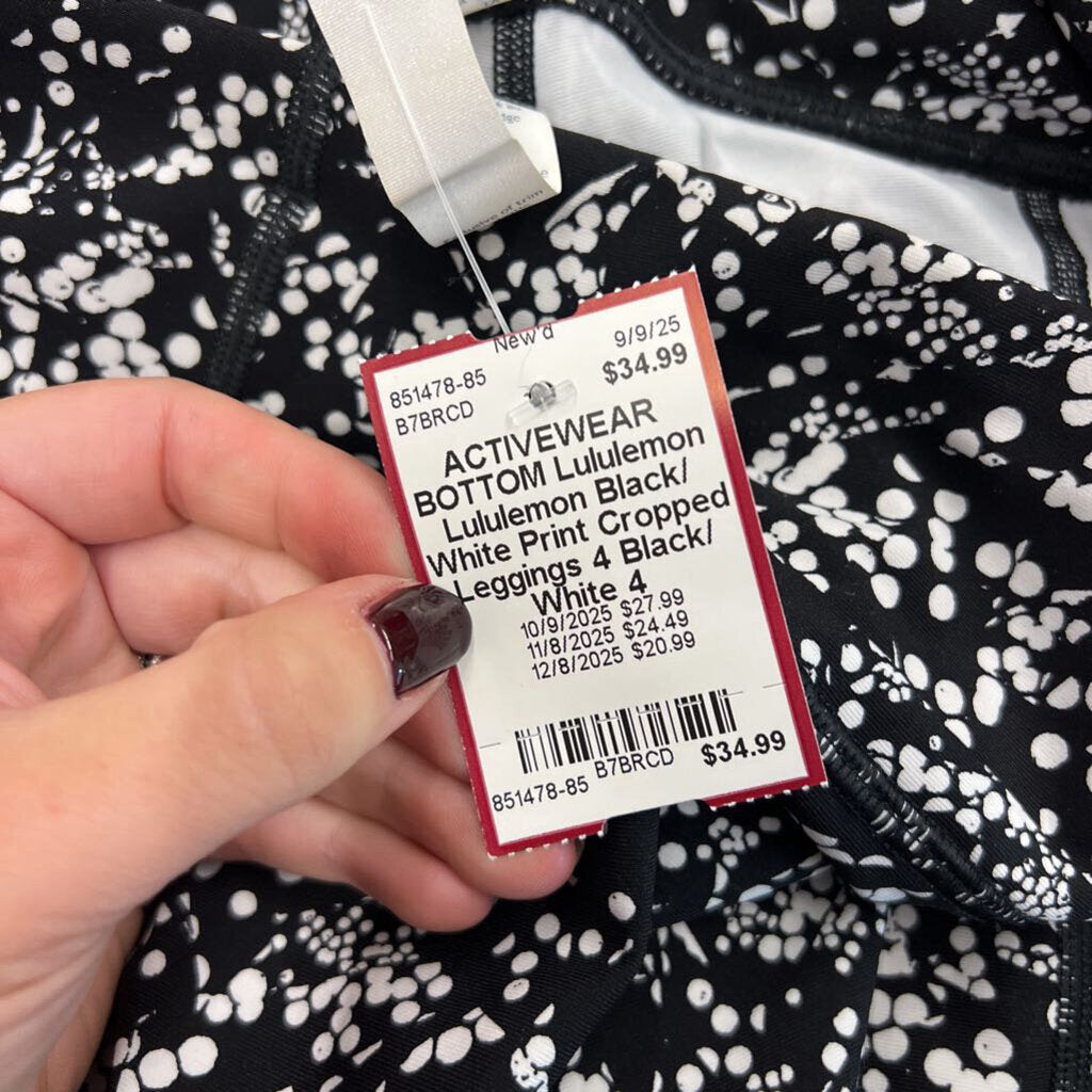 Lululemon Black/ White Print Cropped Leggings 4