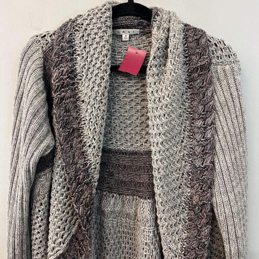 Cabi Grey Heavy Knit Open Front Cardigan Sweater Medium