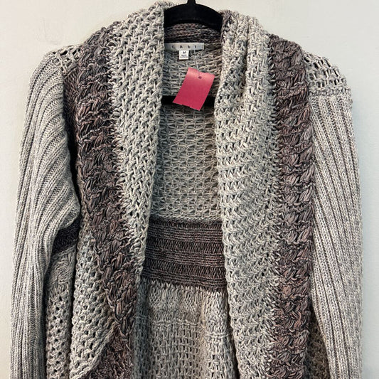 Cabi Grey Heavy Knit Open Front Cardigan Sweater Medium