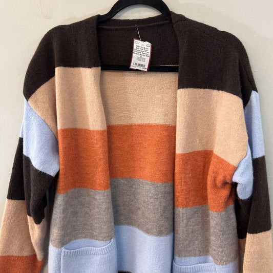 Soft Multi Color Striped Open Front Cardigan Sweater Medium