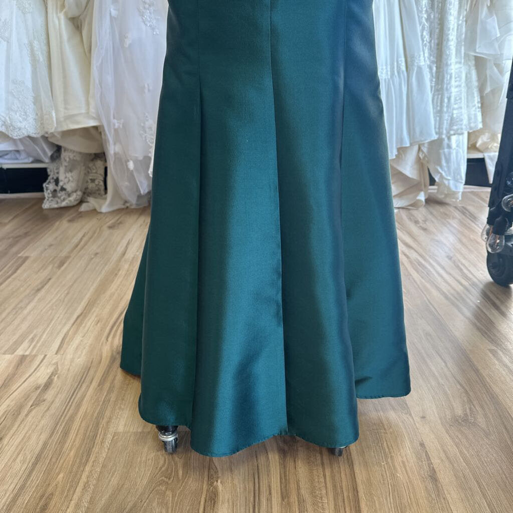 Frascara Teal Short Sleeve Long Formal Dress 10