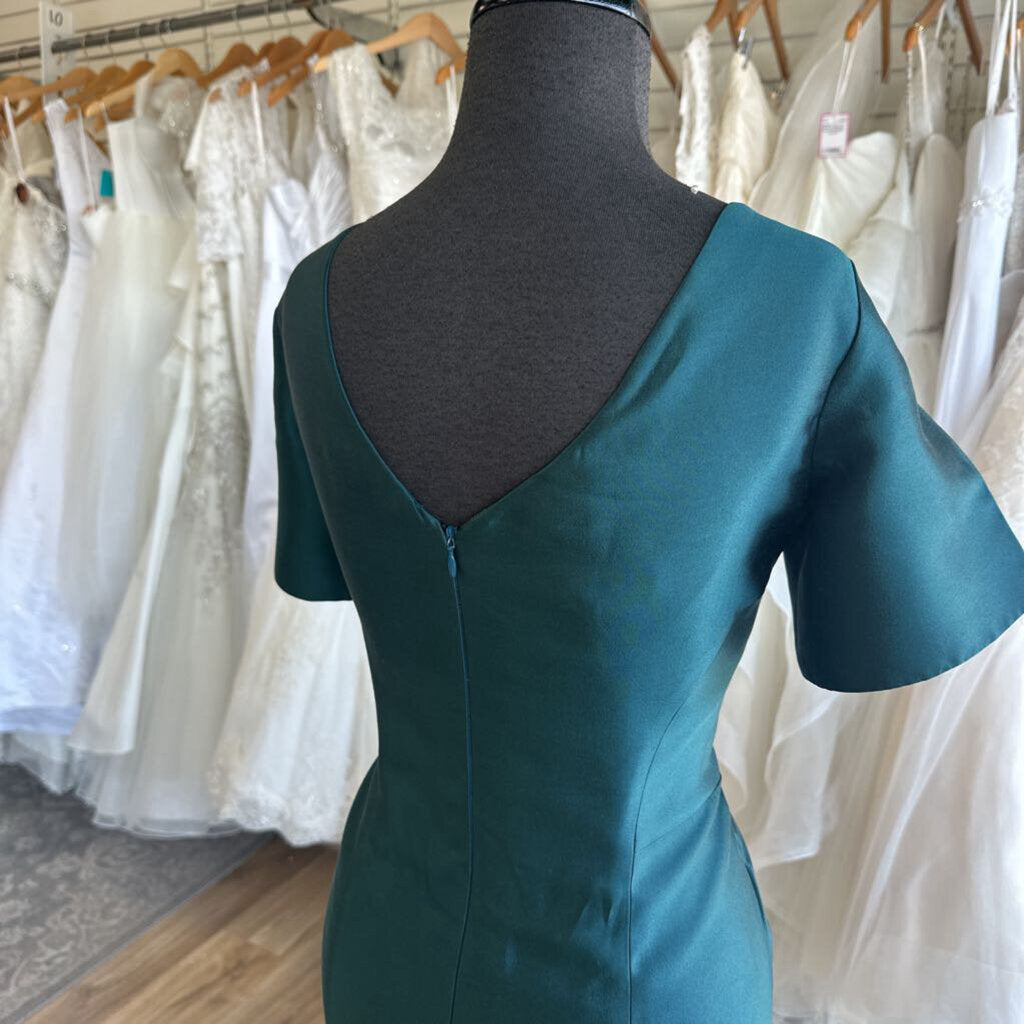 Frascara Teal Short Sleeve Long Formal Dress 10