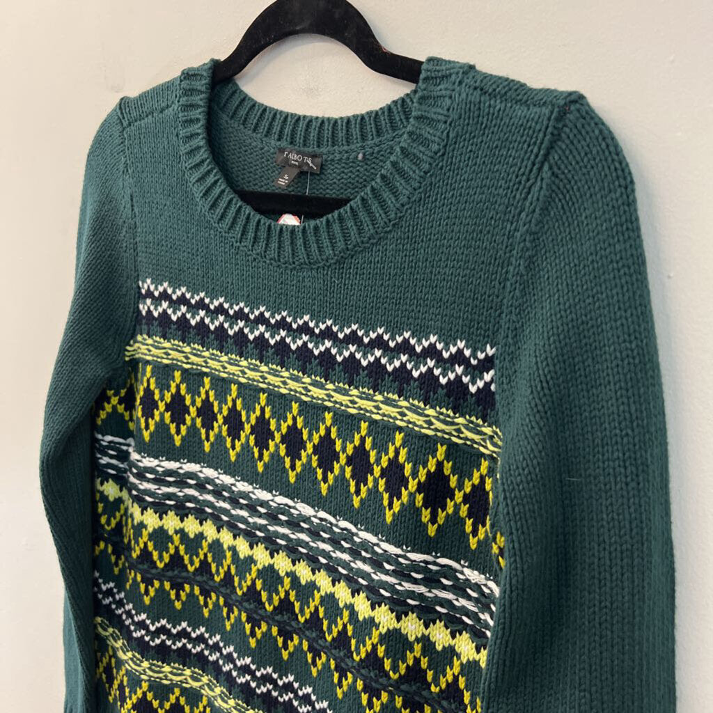 Talbots Green/ Yellow Knit Sweater Small Petite
