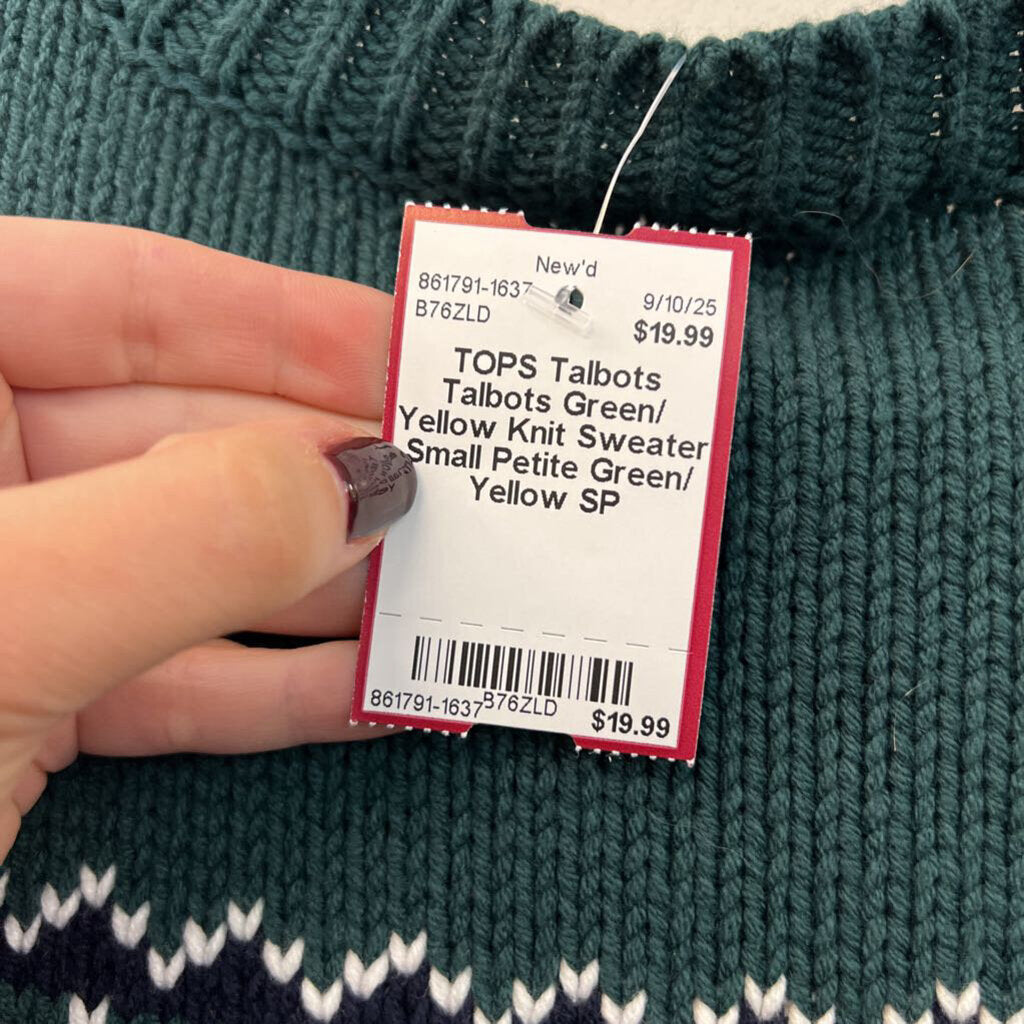 Talbots Green/ Yellow Knit Sweater Small Petite