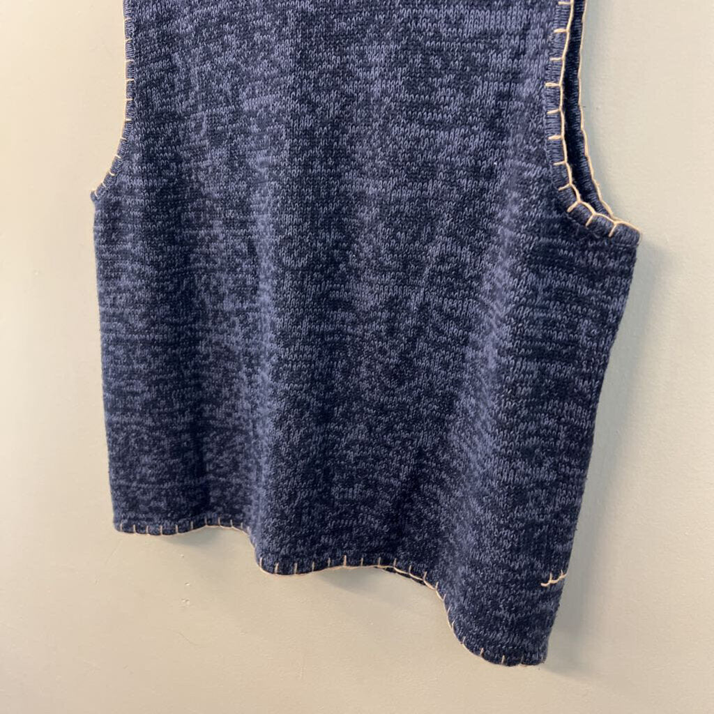 Vintage White Stag Blue/ Multi Fall Knit Sweater Vest Extra Large